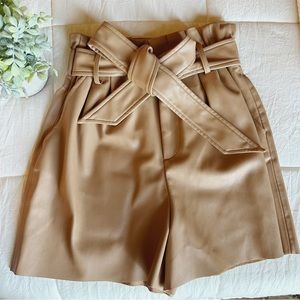 Zara Faux Leather Tie Waist Shorts